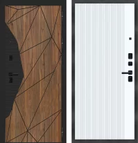 Входная дверь МеталЮр 3К M95 Орех каньон коньяк с патиной вставка Черная вн. Velluto Bianco вставка Белая 860*2340 R